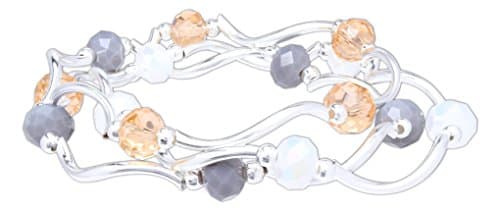 My Fun Colors - Bundle of 3 Fashion Bling Stackable Colored Bracelet (Color-Antique Pink Shadow Grey Ice White)