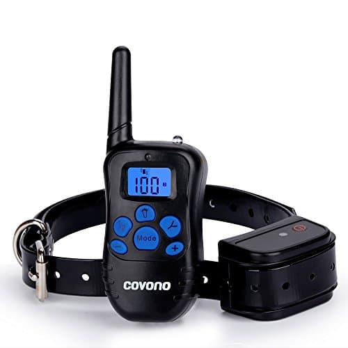 Dog Shock Collar with 330 Yards Remote Control,Covono Waterproof and Rechargeable Electric Training Collar with Beep/Vibration/Shock/Light for Pet (10Lbs-100Lbs),Anti Barking E Collar for 1 Dog
