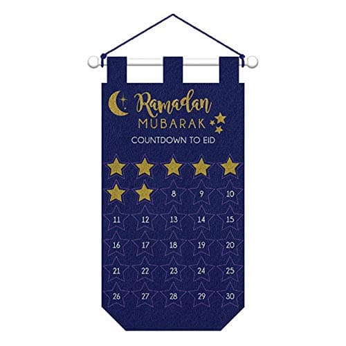 Ramadan 'Eid Mubarak' Deluxe Felt Countdown Hanging Sign w/Removable Stars (1ct)