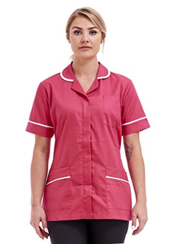 Women Healthcare Tunic Round Collar Tunics Nurses Uniform Maid Dresses NLT05 Size 8 to 26