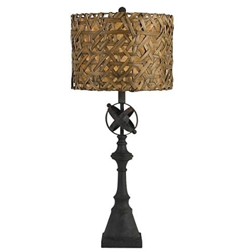 Deming Woven Shade Black Metal 150-Watt Buffett Lamp