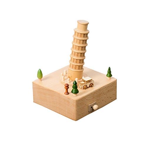 Wooden Music Box Christmas Birthday Gift for Kids Children Friends - Leaning Tower