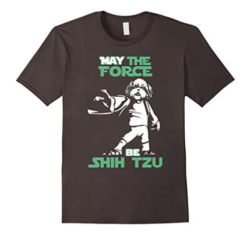 Men's Shih Tzu dog T shirt - May the force be Shih Tzu XL Asphalt