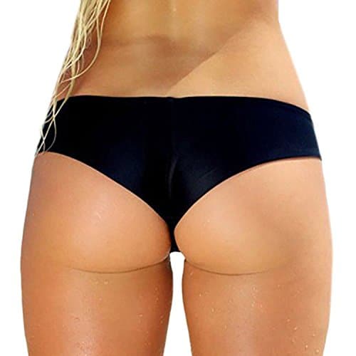 Women's Simply Solid Cheeky Bikini Bottom (M, Black)