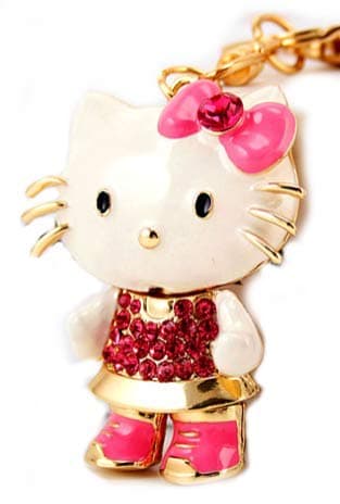 Beautiful 3D Luxury PINK Hello Kitty Figure Crystal Rhinestone Keychain Purse Clipper Chain