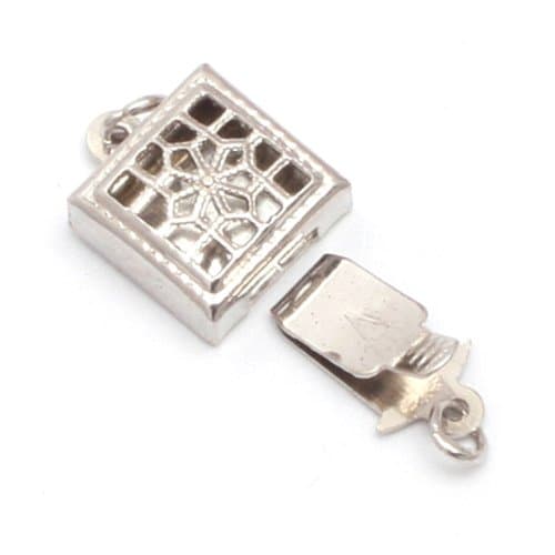 GEM-inside 9mm 1Pcs 14k White Gold Filled DIY Jewelry Making Square Filigree Flower Clasp Finding