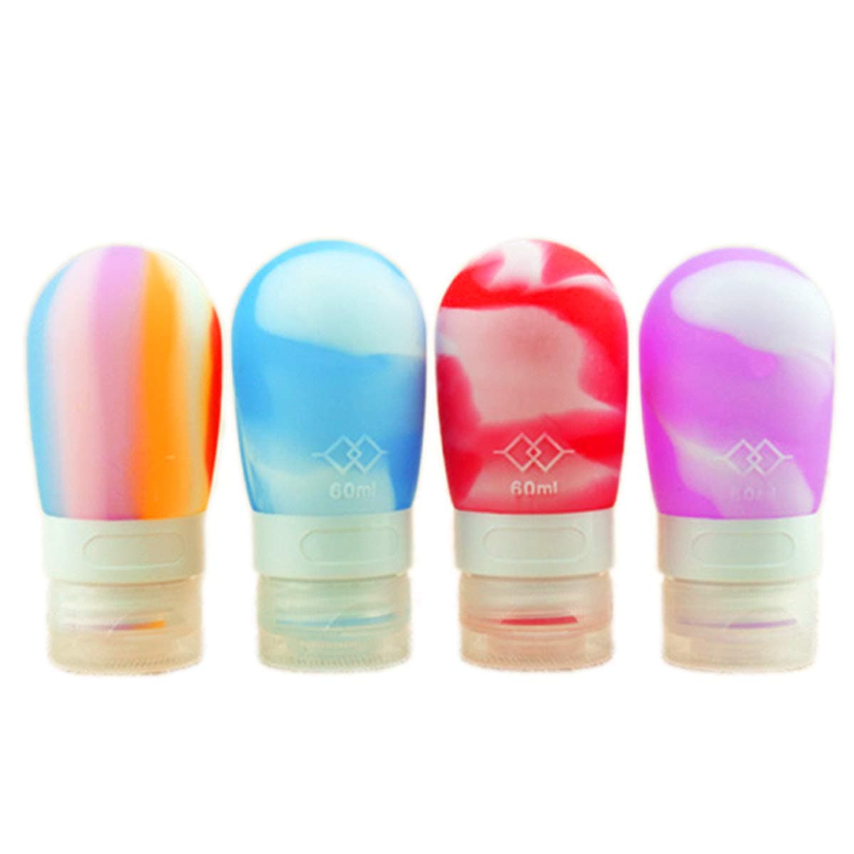 RoseFlower® Leak Proof Silicone Travel Bottles Set - 2.7oz (80ml) 4 Pack TSA Approved Refillable & Squeezable BPA Free Silicone Containers for Shampoo Conditioner Lotion and Toiletries