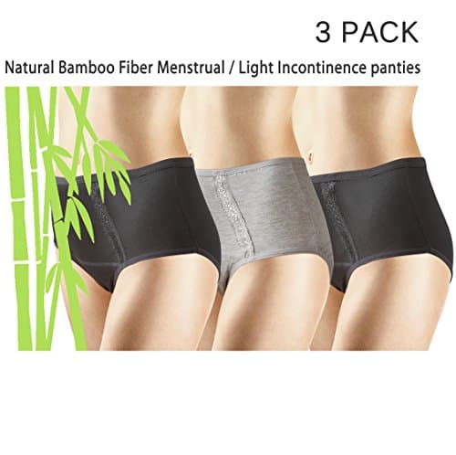 3 Pack Viscose Made from Bamboo Skin-Friendly Absorbent Menstrual Period Panty Incontinence - Pocket …