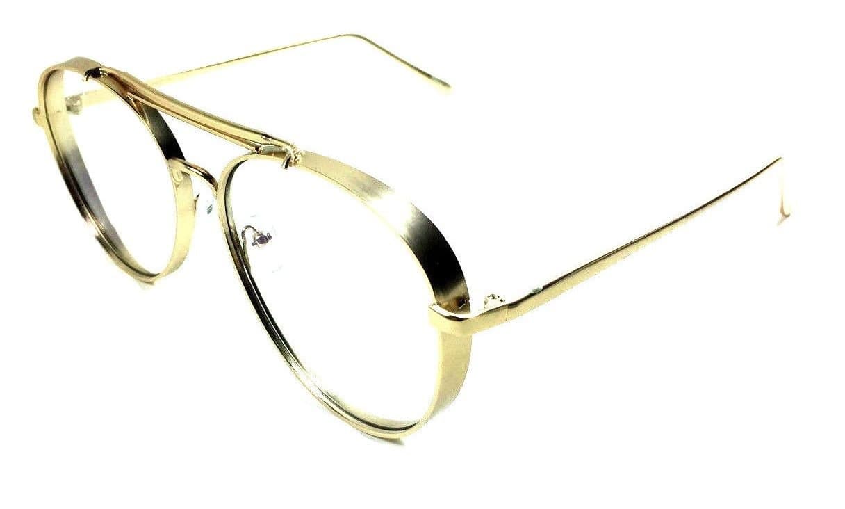 DweebzillaThick Bold Metal Frame Aviator Eyeglasses/Clear Lens Sunglasses