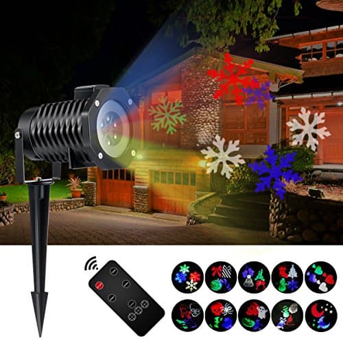 Projection Light Waterproof Landscape LED Lights, With 10 Switchable Modes Automatically Rotating Halloween Skeletons Christmas Snowflake Decorations