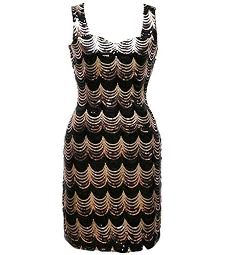 Nightycatty Sequins Cover Up Dress Long V Neck Beach Dress with Slip BlackM