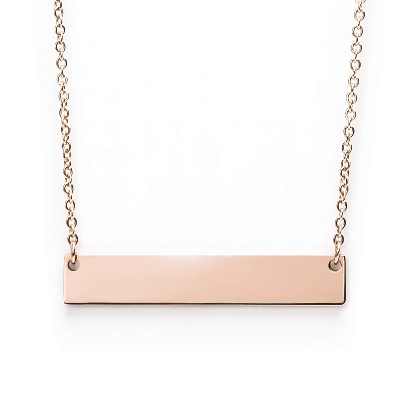 Caramel Sweet Life Chic Polished Stainless Steel Rose Gold Tone Horizontal Bar Necklace Pendant 5 Colors with Chain
