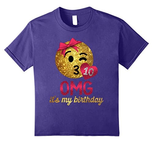 Kids OMG It's My Birthday Emoji Shirt - Girls 10th Birthday Shirt 12 Purple