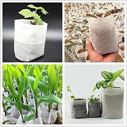LYW Garden Supplies Biodegradable Non-woven Nursery Bags Plant Grow Bags 200 Pack (Size:5.5'' x 6'')