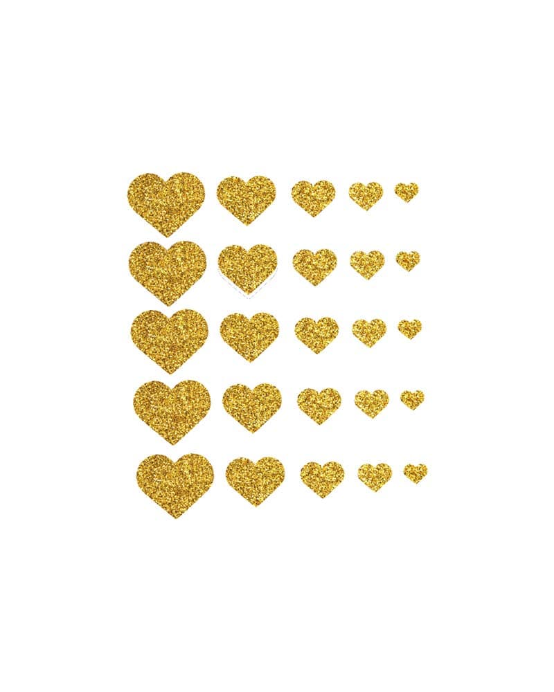 Comet Busters Glitter Heart Adhesive Nail Stickers (Golden)