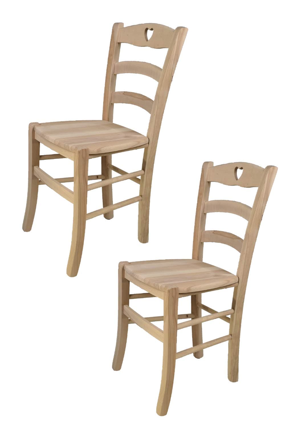 t m c sTommychairs - Set of 2 Chairs Cuore Suitable for Kitchen, bar and Dining Room, Strong Structure in Polished Beechwood, not Treated, 100% Natural and Wooden seat
