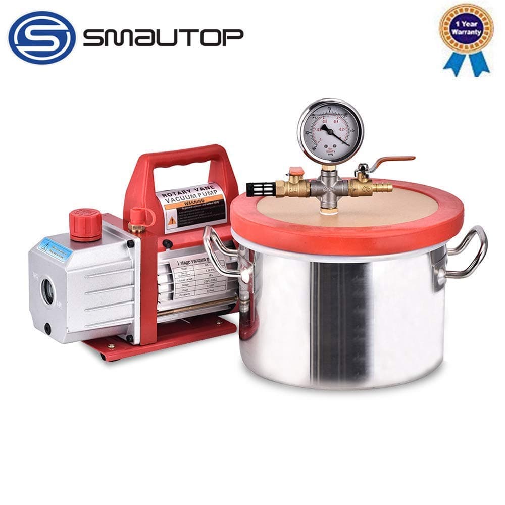 Drohneks 1.5 Gallon (6.8) Liter Vacuum Chamber Kit with 3.5 CFM Single Stage Vacuum Pump HVAC for Refrigeration Maintenance, Gas Analysis, Brewing