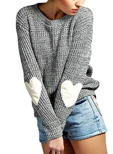 Vinhoo Women's Cute Cable Knit Pullover Sweater Fashion Tops size S (Grey)