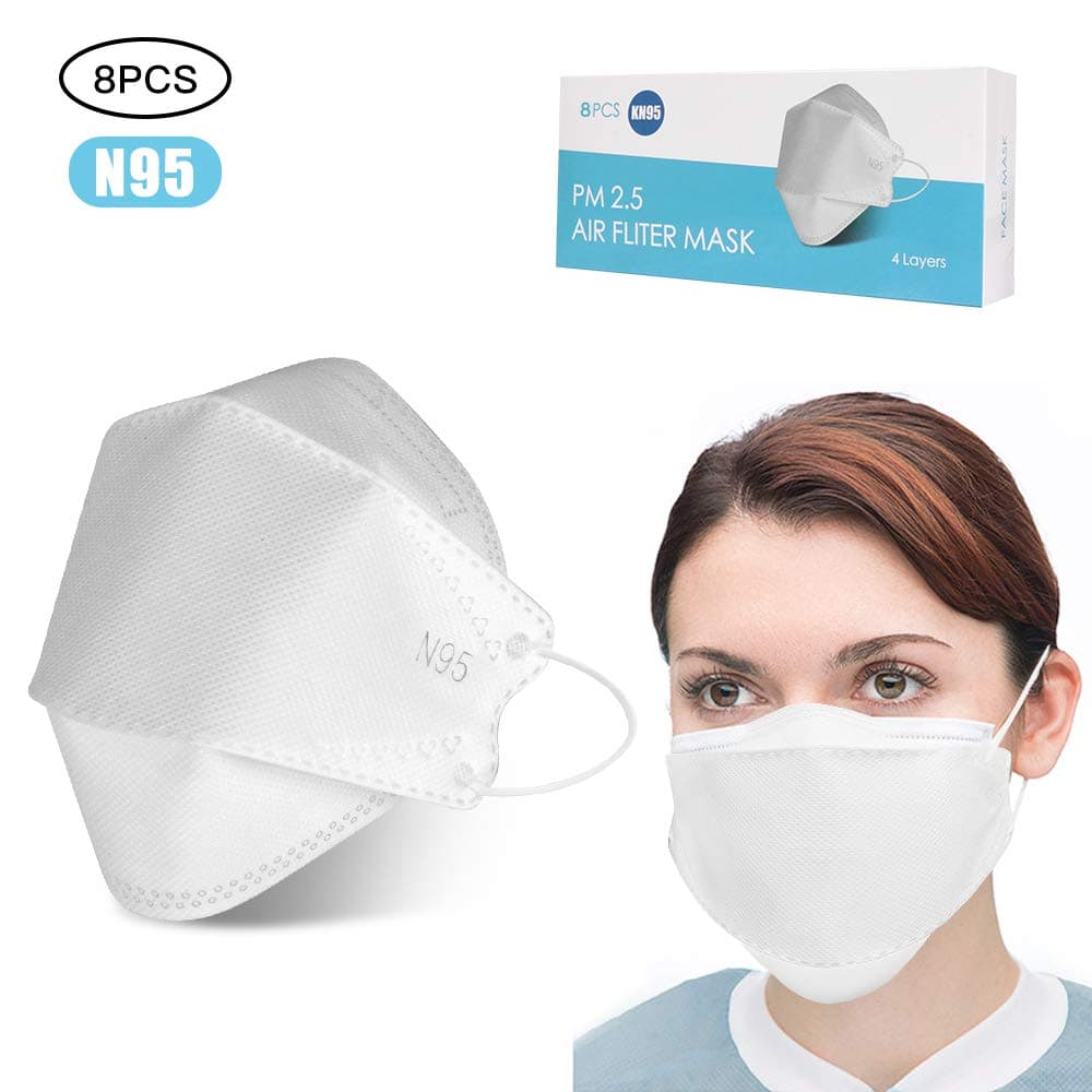 8PCS N95 Masssk, Disposable Face Masssk,4-Layer Safety Masssk for Blocking Dust Air Pollution, Breathable and Comfortable Health Masssk