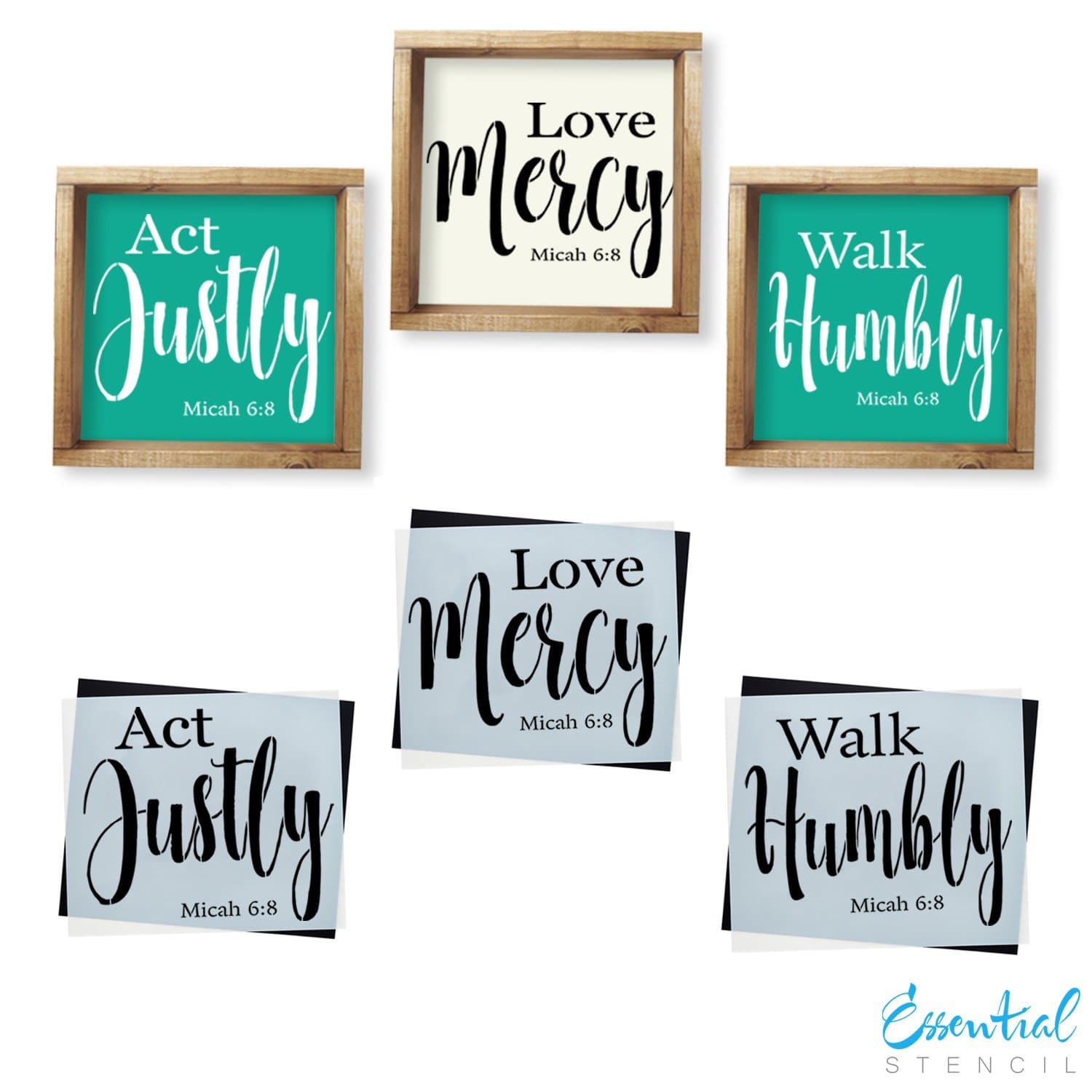 Act. Love. Walk. Micah 6:8 (3 Pack) Mini Signs Stencil Set | Perfect for Painting On Wood, DIY French Country Home Decor Calligraphy Signs, Rustic Decor for Farmhouse, Fixer Upper, Joanna Gaines, Magn
