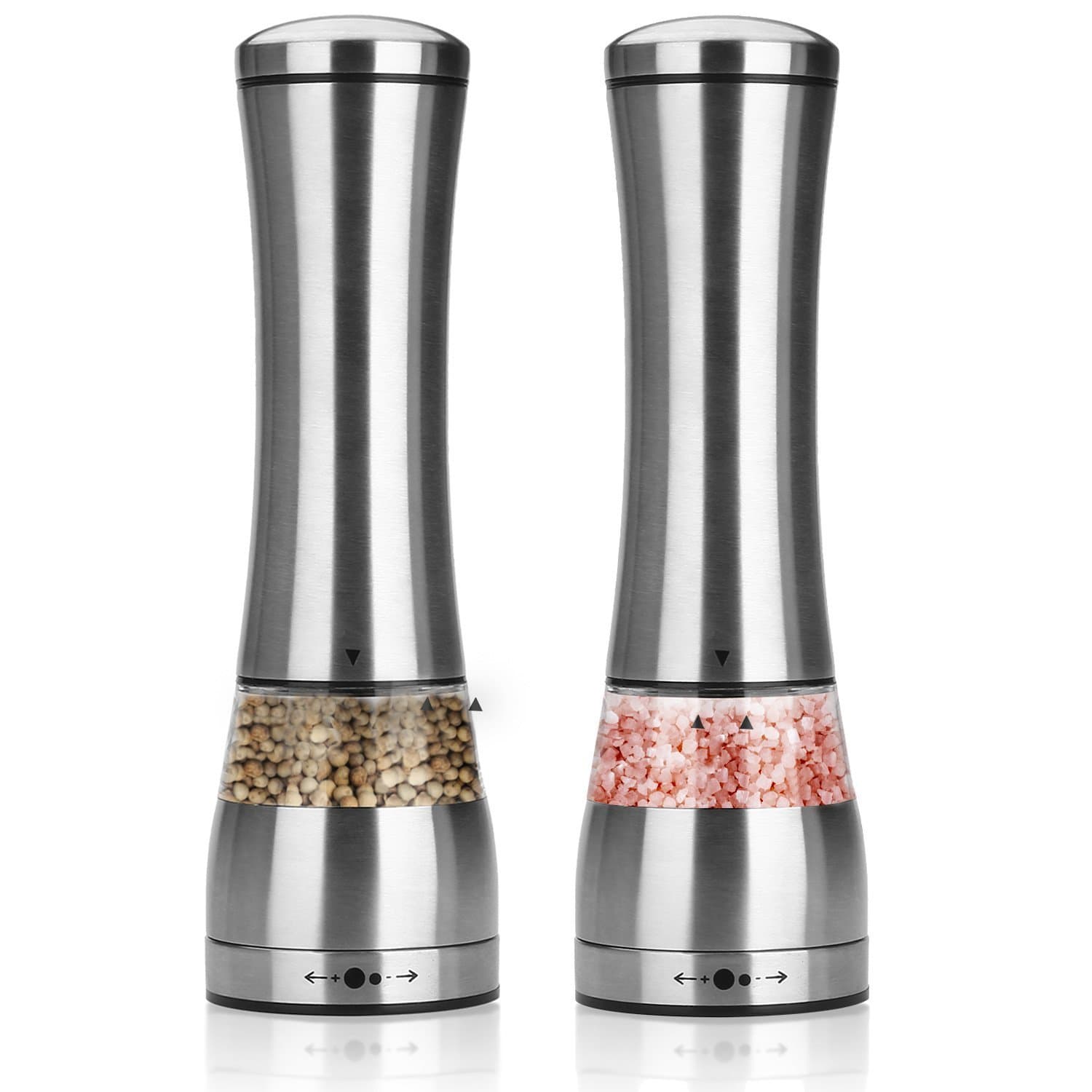 Pepper Mill, Repou Stainless Steel manually Operated Ceramic Grinder for Pepper,Salt, Cumin red Yeast Rice Grains and Other Spices Set. (2)