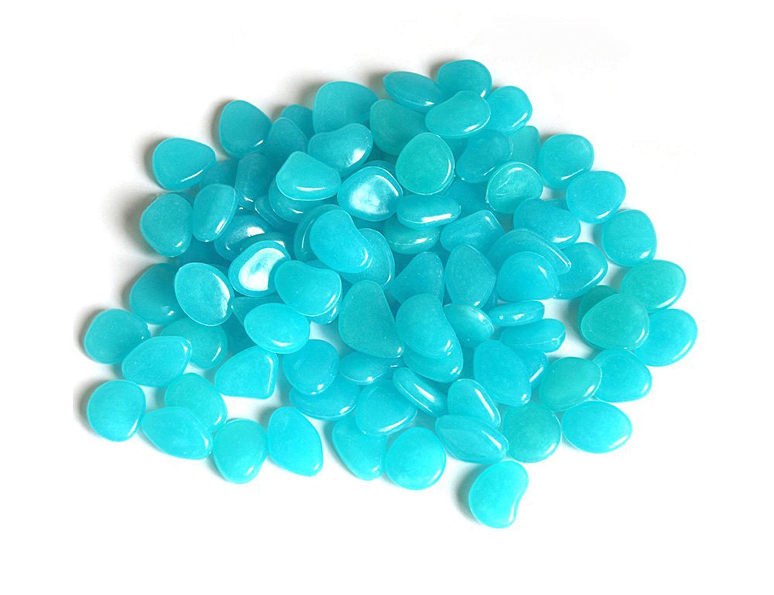 HoneyToys 500Pcs Luminous Pebbles Glow in The Dark Garden for Walkways and Decor (Blue)