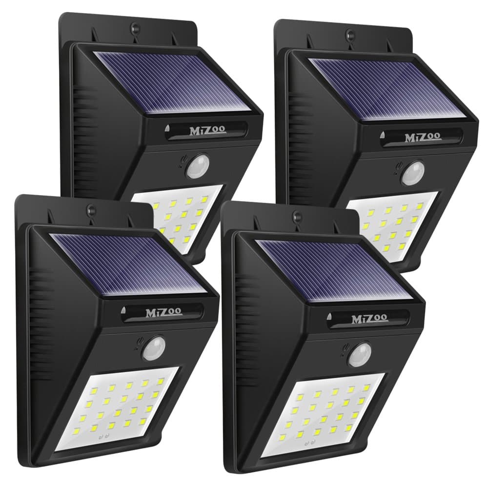 Mizoo Solar Powered Motion Sensor Light, 20 Led Waterproof Security Lighting Outdoor