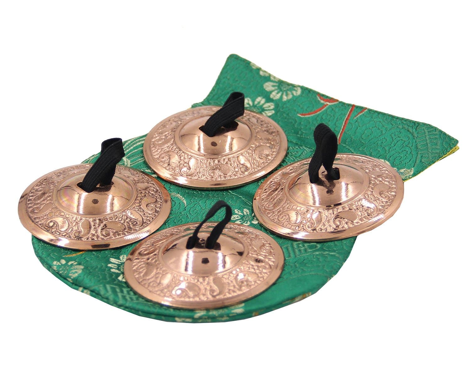 DharmaObjects 2 Pairs Pro Brass Fingers Cymbal Zills Belly Dancing Free Silk Pouch (Copper)