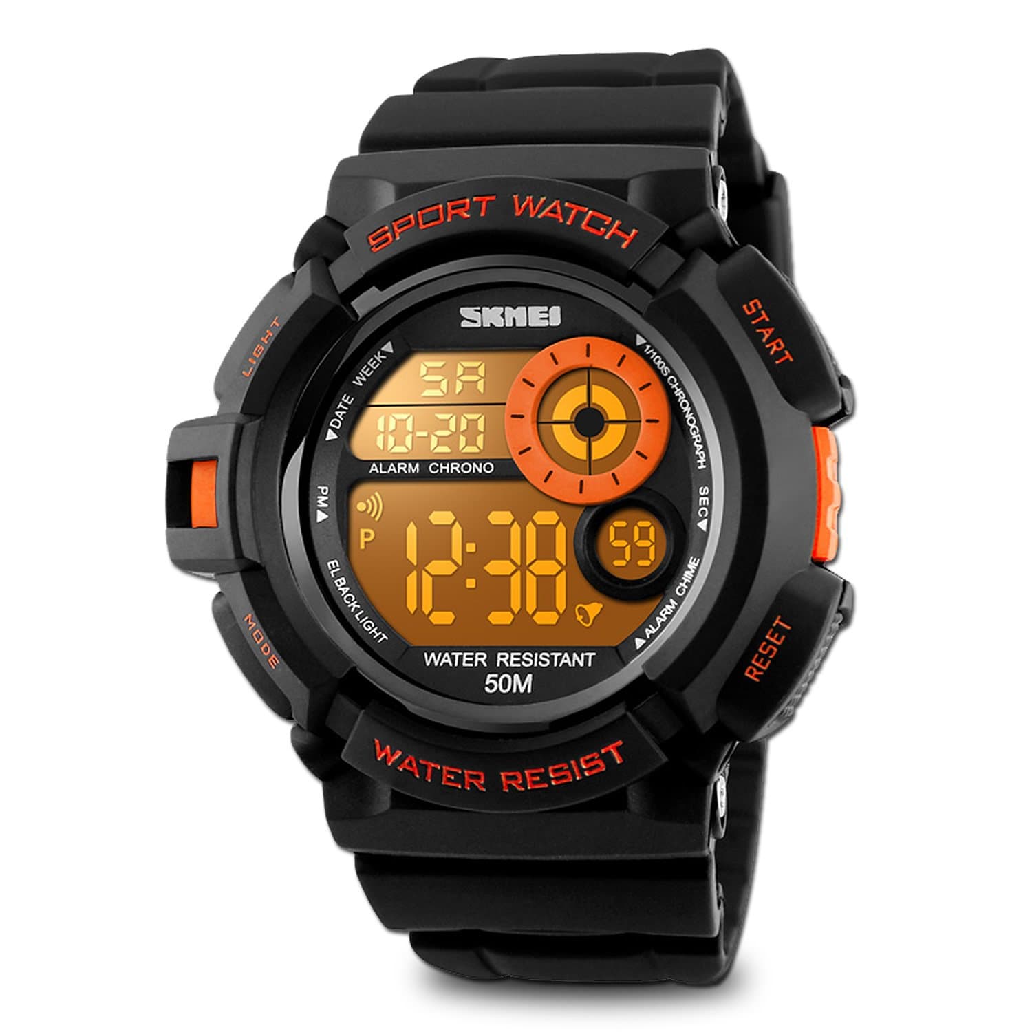 Aposon Mens Digital Sports Watch, Military Army Electronic Watches Running 50M 5 ATM Waterproof Sports LED 7 Colour Wristwatch Water Resistant with Stopwatch
