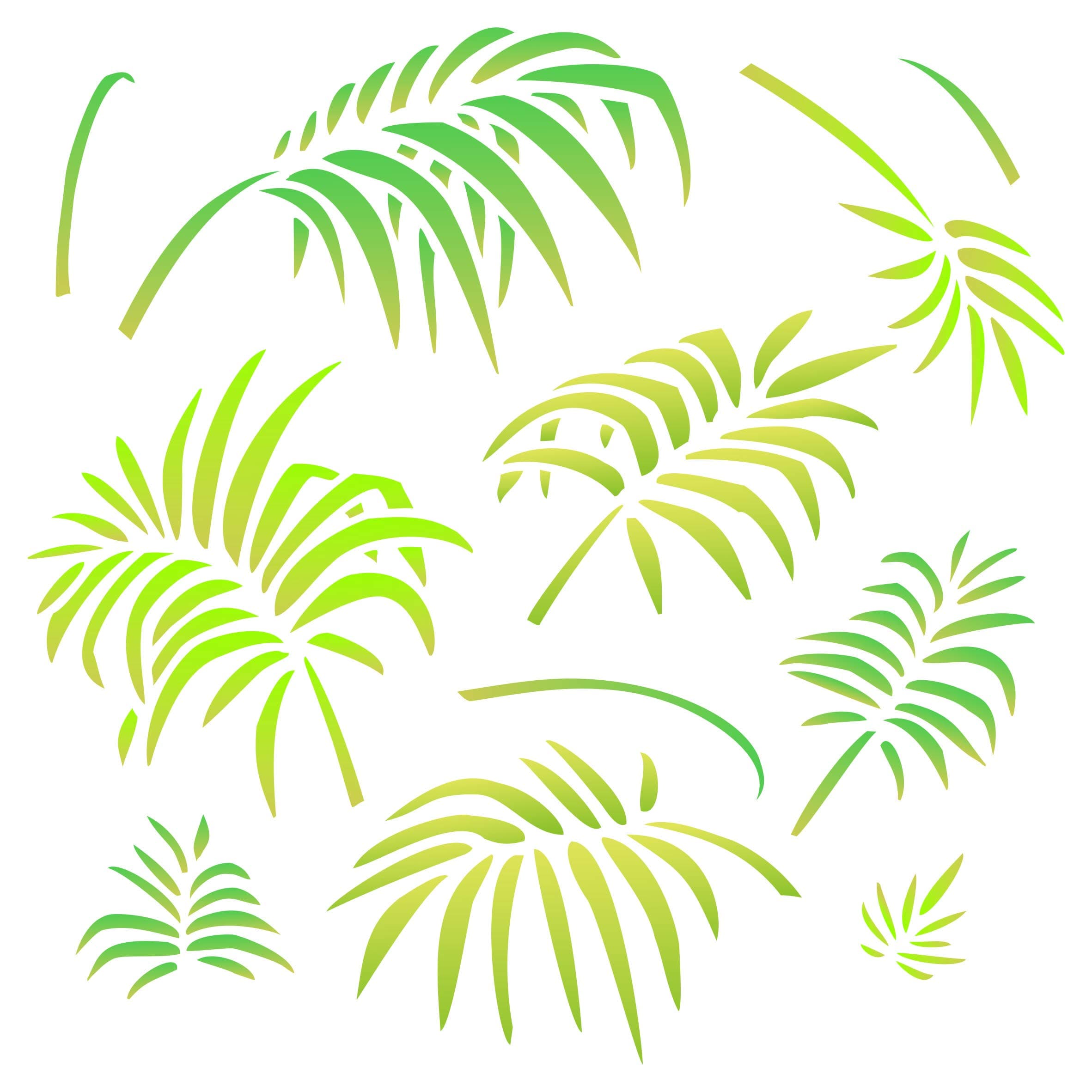 Palm Leaves Stencil - 25.5cm x 25.5cm (M) - Reusable Large Tropical Palm Fronds Wall Stencil Template