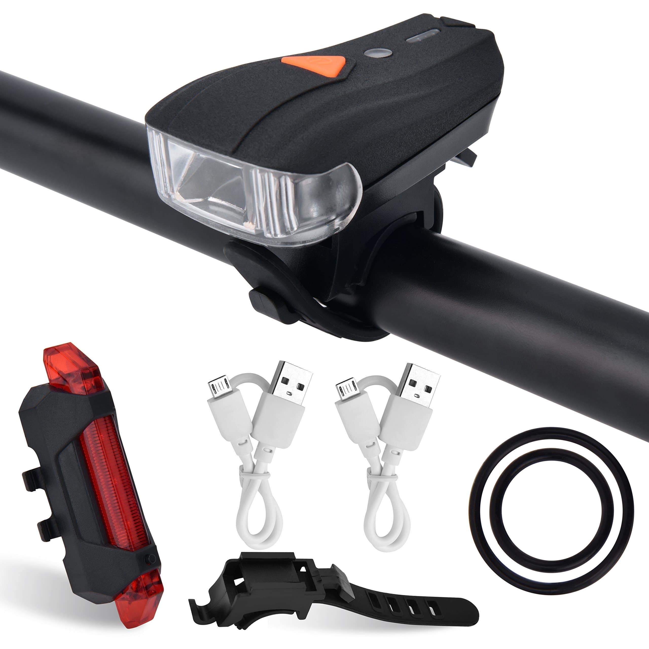 Elinker Bike Lights, Bike Lights Set LED Rechargeable Bicycle Lights Set, Front Light & Rear Light, Smart Sensor Waterproof Bright Bike Lights Set, Easy Mount