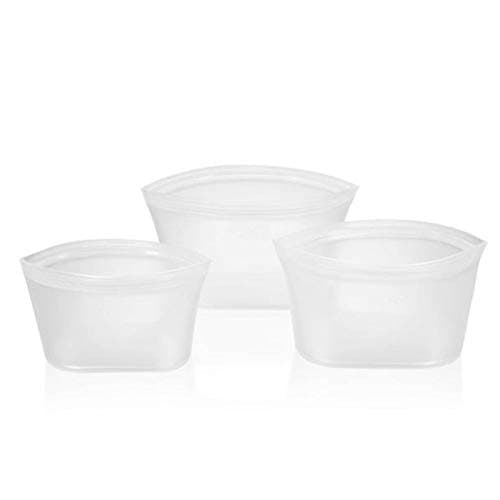 OneCloud FDA Silicone Home Kitchen Zip Top Bags Wrap Foods Fruits Can Bag Zipper Cover Fresh Foods Container Tools Storage Organizer Sets (3 pcs Bowl White)