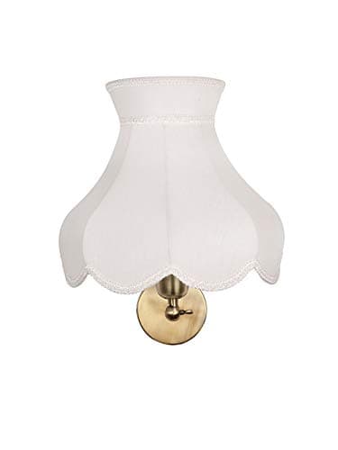 Fos Lighting Elegant 15 Inch White Ivory Fabric Shade Wall Lamp with Round Metal Base
