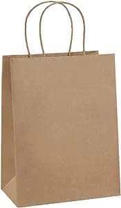 SWASTHA HYGIENE (1 kg-20pcs) Brown Paper Bags with Handles for Corporate Gifting, Marriage, Restaurants, Hotels, Shopping Marts