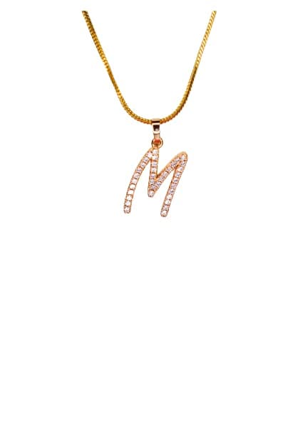 GenericAnsh Enterpris M letter locket pendants alphabet name gold plated alloy new model design chain Gold-plated Brass Pendant
