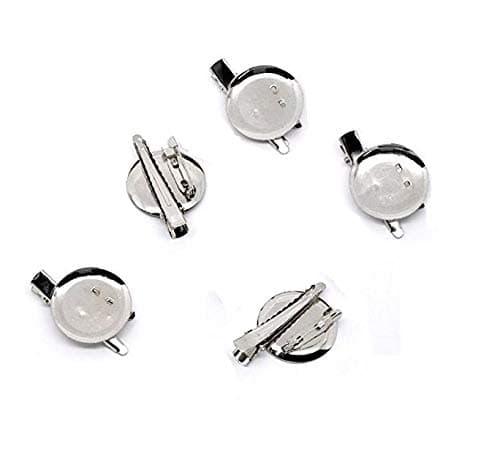 DIY Brooch,Jewelry Making Accessories 30pcs Silver Round Dual Brooch with Safe Lock pin and Hair Clip (23mm)