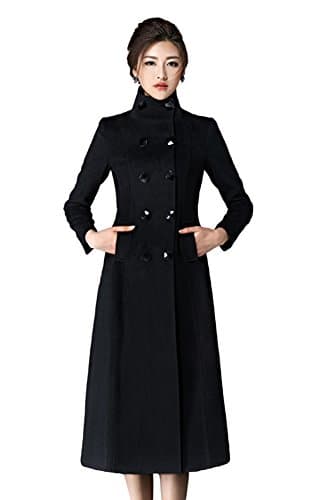 Chickle Women's Double Breasted Lapel Walker Long Wool Coat