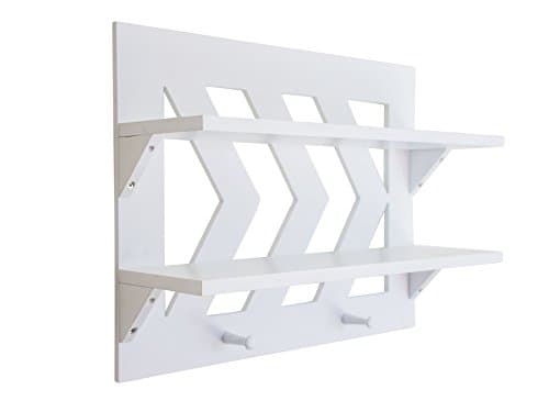 SoCal Buttercup White Wall Mounted Chevron Design Shelf Large Wooden Organizer Storage Shelf –Ideal for Bathroom, Bedroom, Kitchen &Living Room –Available in Rustic Or White