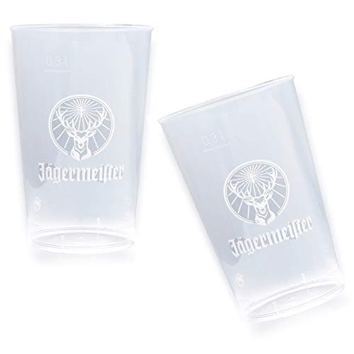 Jägermeister Plastic Cups Transparent 0.3 L Cups Party Cups (Pack of 2)