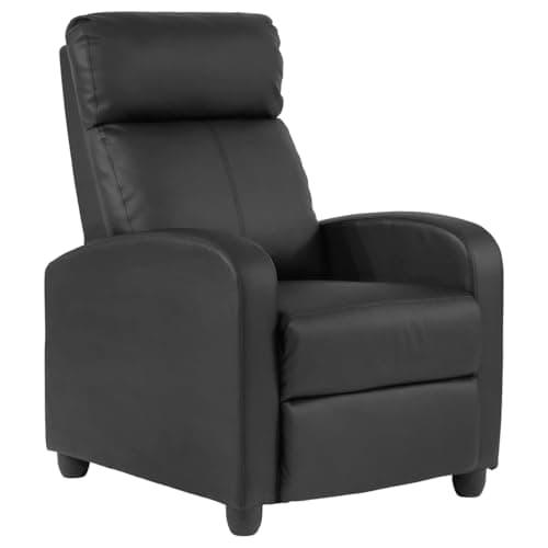 Recliner Chair Recliner Sofa Modern Reclining Chair w/Footrest Backrest Breathable Padded PU Leather Single Sofa Home Theater Seating Reclining Easy Lounge for Living Room Bedroom,Black