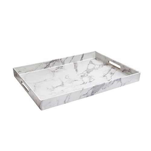 Marble White/Grey Serving Tray 14X19"