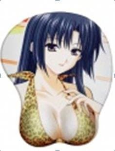 3D Anime Mouse Pad (Dark Grey Long Hair with Cheetah Bra)