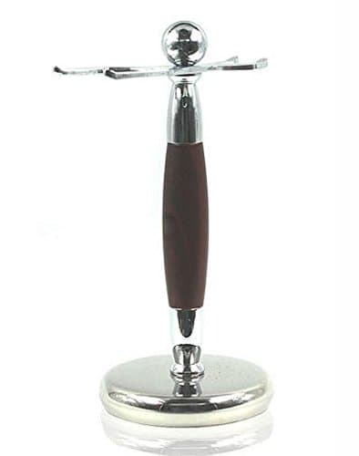 *Premium Grade* Brush and Razor Stand - Millwall 38 - Chrome with Faux Rosewood