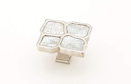 Schaub and Company 664 Precious Inlays Series 1-1/2 Inch Square Cabinet Knob, White Mother of Pearl / Polished Nickel