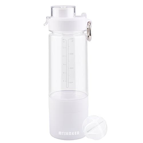 MYSHAKER Protein Shaker Bottle,Plastic Water Bottle,Camping,BPA Free Sports Bottle,Mixer Shake Water Bottles,Tritan Protein Mixer Bottle,Insulated Drinking Water 480ml/16 Ounce (Clear)