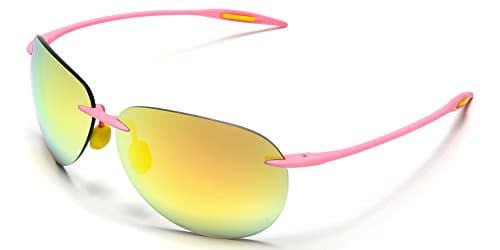 Samba Shades Light-Weigh Unbreakable TR90 Frame Military Pilot Sunglasses with Pink Frame, Pink Revo Mirror lens