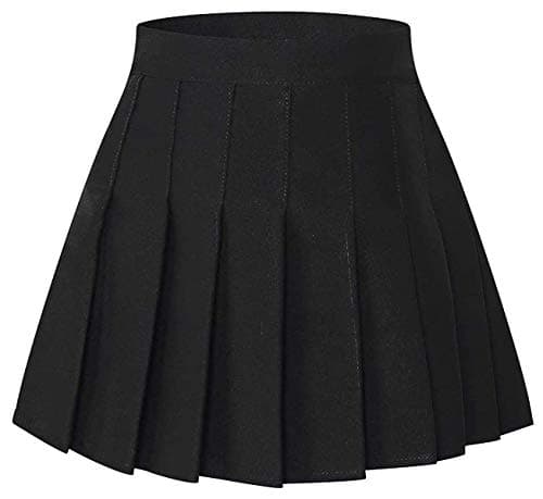 Junior Teen Girls Womens High Waist School Uniform Cosplay Costume Pleated Short Skirt, Black Label L=US M
