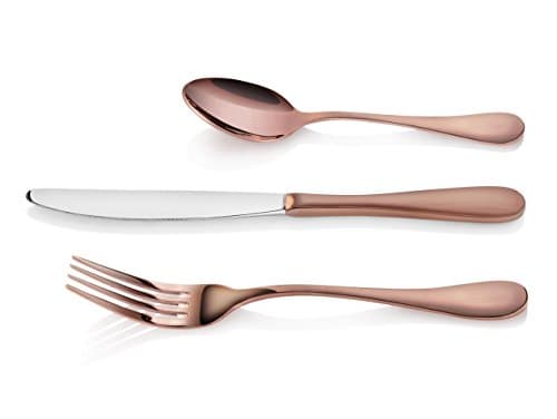 56891 Rain 18/10 Stainless Steel Flatware 36-Piece Set, Copper Finish, Service for 12