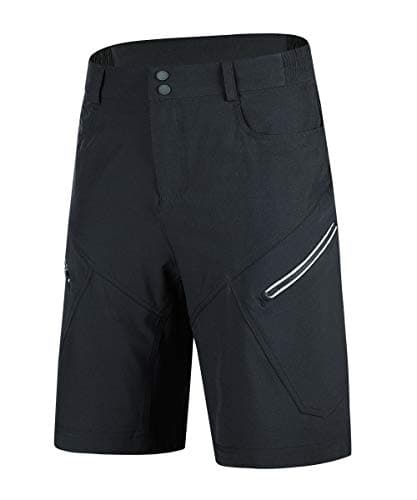 Souke Sports Mens Mountain Bike Biking Shorts Breathable Stretch MTB Shorts Loose Fit Cycling Baggy Pants with Zip Pockets Black