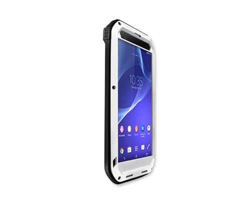 Water Resistant Series Aluminum Hard Metal Corning Gorilla Glass Shockproof Dust Proof Snow Proof Water Resistant Protective Case Cover for Sony Xperia T2 Ultra - White